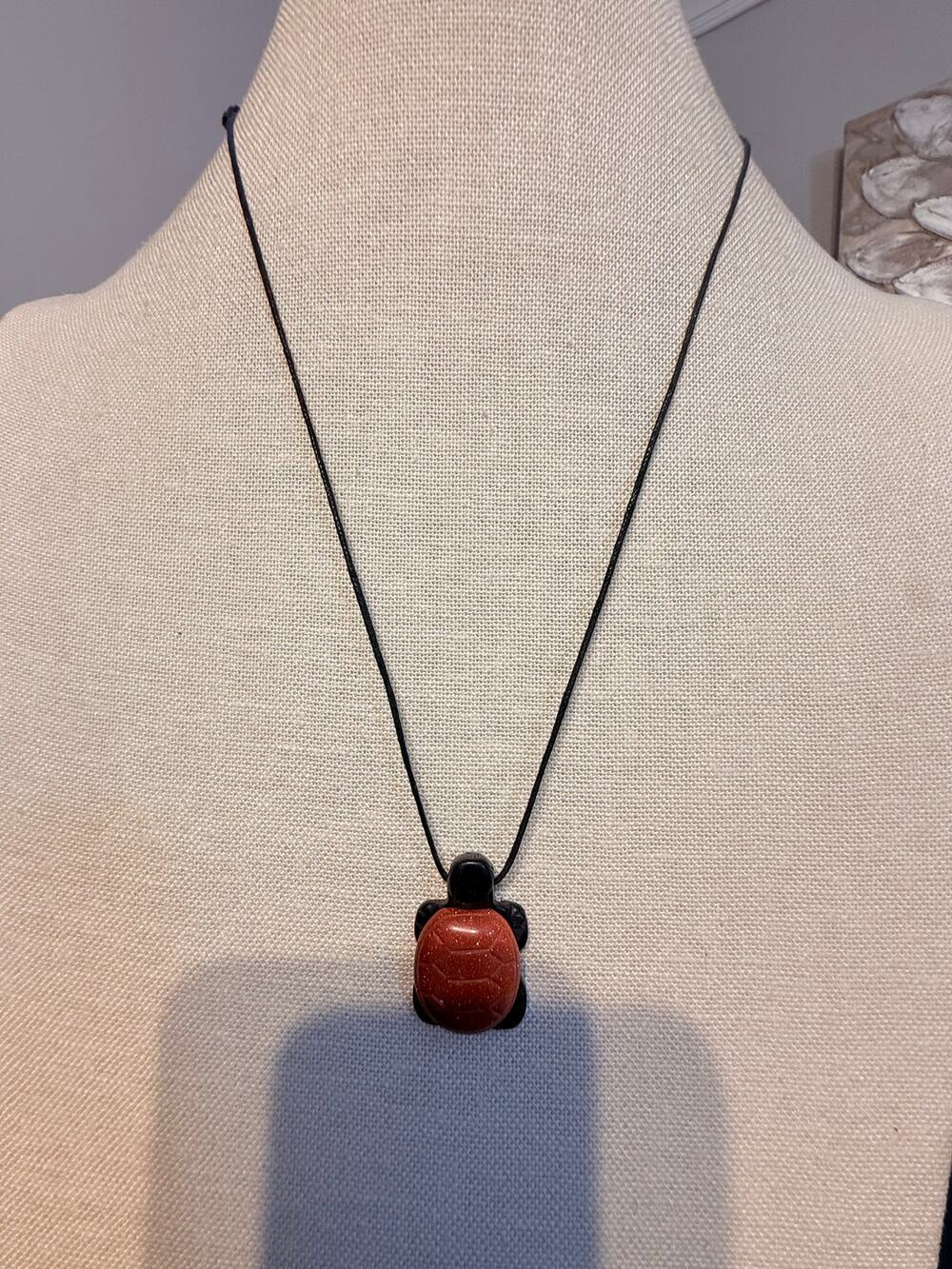 Vintage Turtle Pendant Necklace 22”